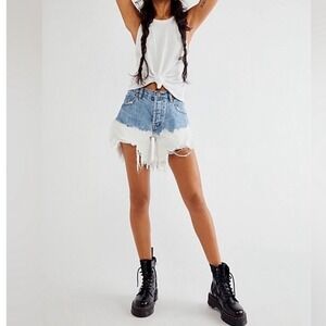 One Teaspoon DipDye Frankie Out Raw Hem Denim Short 26 Edgy Distressed Denim
